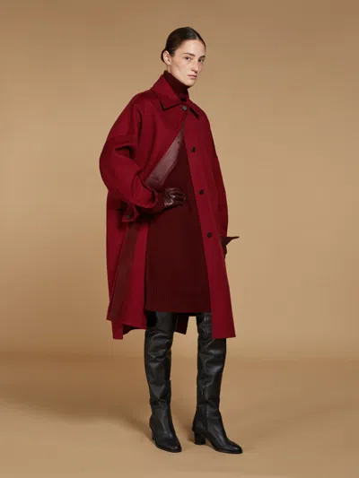 Max Mara Oversized Cashmere Chemise Coat In Burgundy