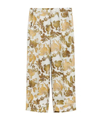Max Mara Patterned Twill Pyjama Trousers In Yellow