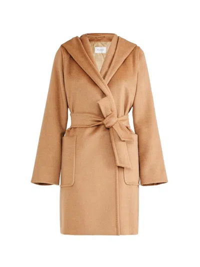 Max Mara Rialto Camel Wool Robe Coat In Brown