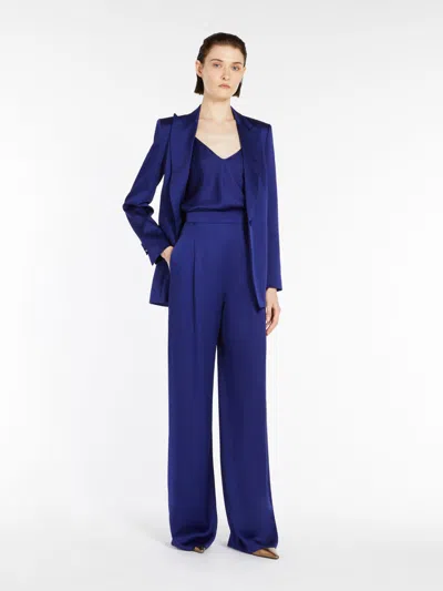 Max Mara Single-breasted Envers Satin Blazer In Blue