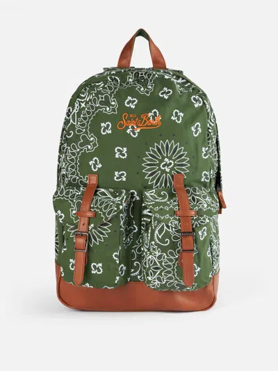 Mc2 Saint Barth Canvas Backpack Cody With Green Bandanna Print