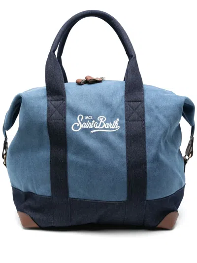 Mc2 Saint Barth Denim Duffel Bag In Blue