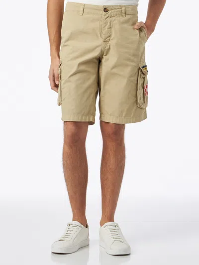 Mc2 Saint Barth Man Beige Cotton Cargo Shorts In Green