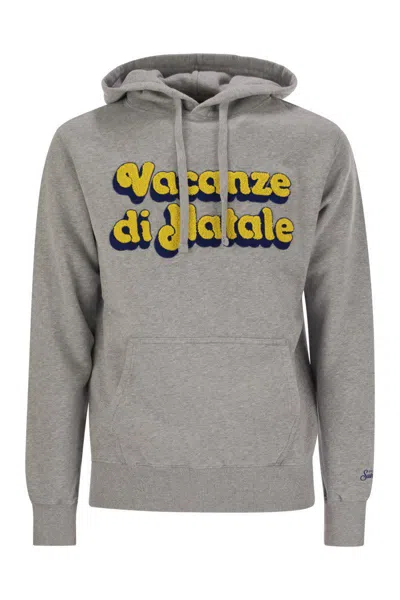 Mc2 Saint Barth Mens Grey Tribeca Sweatshirt With Vacanze Di Natale Logo Embroidery