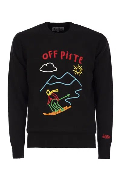 Mc2 Saint Barth Off Piste Wool And Cashmere Blend Sweater In Black