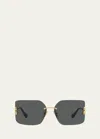 Miu Miu Mu 54ys 80 Rimless Titanium Wrap Sunglasses In Dark Grey