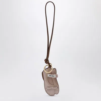 Miu Miu Trick Leather Miu Ballet Keyring Women In Pink
