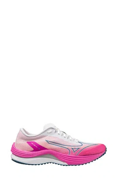 Mizuno Wave Rebellion Flash Running Shoe In White-silver