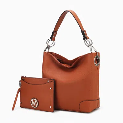 Mkf Collection By Mia K Viviana Women's 2pcs Hobo Bag With Wristlet By Mia K In Brown