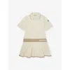 Moncler Kids' Logo-waistband Stretch-cotton Polo Dress 4-14 In Cream