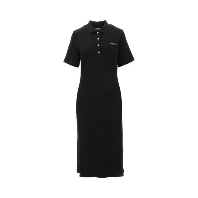 Moncler Viscose-blend Midi Polo Dress In Black
