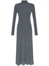 Moncler Logo-patch Wool Maxi Dress In Grau