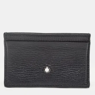 Pre-owned Montblanc Black Leather Meisterstuck Card Holder
