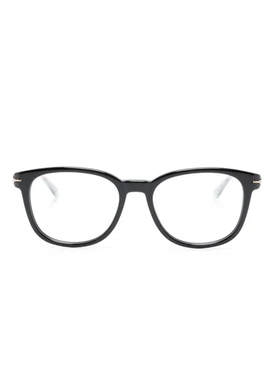 Montblanc Logo-engraved Round-frame Glasses In Black