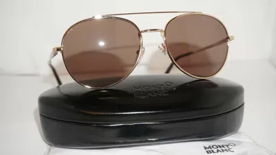 Pre-owned Montblanc Sunglasses Gold Havana Brown Polarized Mb605s/s 28j 56 18 145