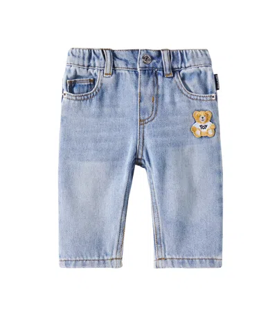 Moschino Baby Teddy Bear Jeans In Blue