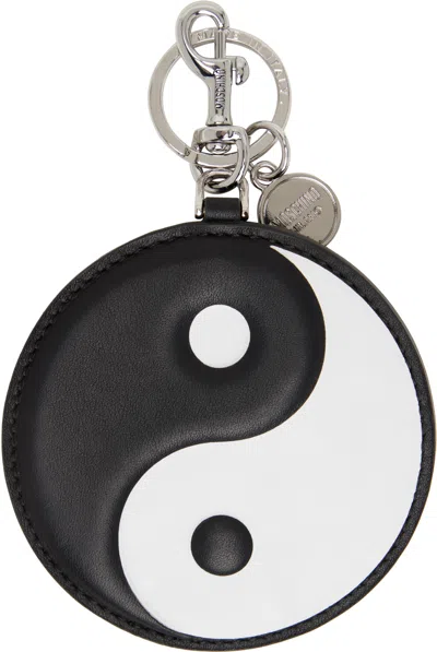 Moschino Black & White Tao Keychain In Multi