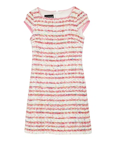 Moschino Boutique Moschinio Striped Tweed Dress In Pink Cotton