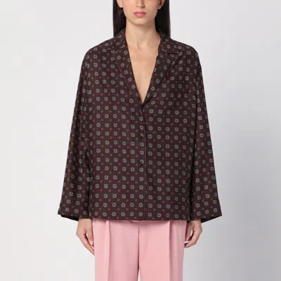 Moschino Brown Patterned Shirt In Multi