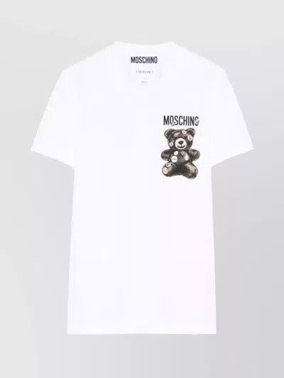 Moschino Crew Neck Graphic Print T-shirt In White