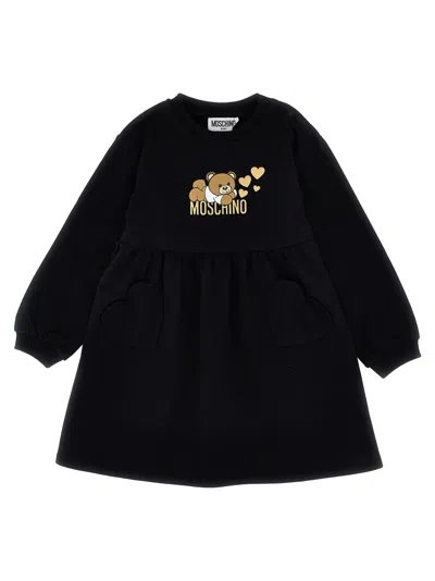 Moschino Babies' Logo Print Dress In Black