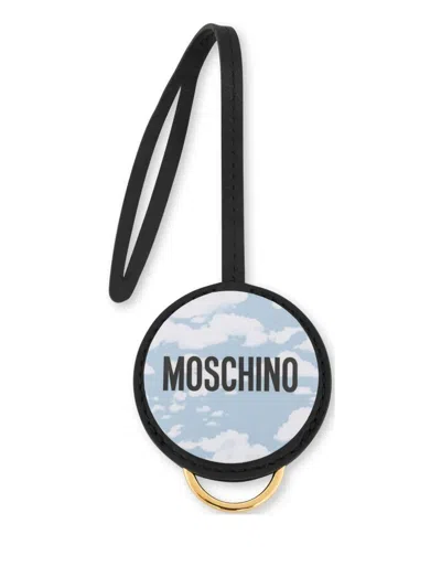Moschino Logo-print Keyring In Black
