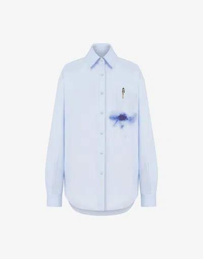 Moschino Stretch Poplin Shirt Office Inspiration In Azure