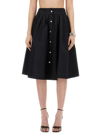 Moschino Black Jewel Button Nylon Blend Skirt