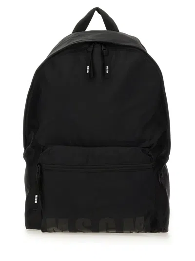 Msgm Backpack With Logo In Black