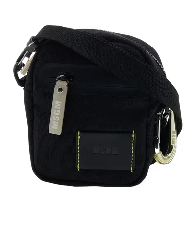 Msgm Logo-patch Mini Messenger Bag In Black