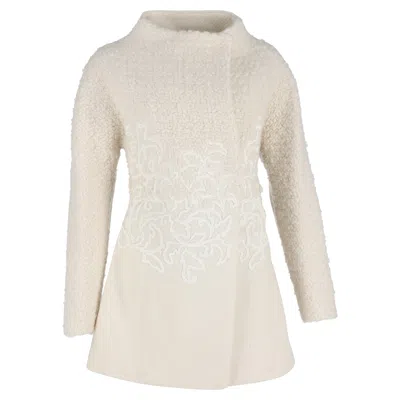 Mulberry 2015 Embroidered Coat In Cream Wool In White