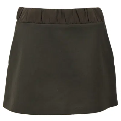 Neil Barrett Mini Gartered Waist A-line Skirt In Olive Wool In Green