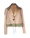 Sacai Cropped Blazer Jacket In Beige Polyester In Beige