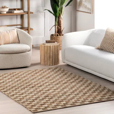 Nuloom Aneira Checkered Jute Area Rug In Brown