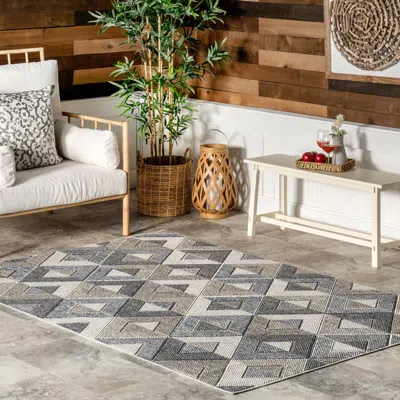 Nuloom Gale Geometric Indoor/outdoor Area Rug In Grey