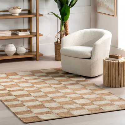 Nuloom Izara Checkered Jute Area Rug In Brown