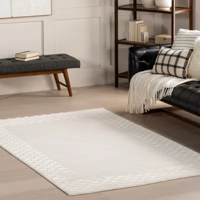 Nuloom Kalina High-low Checkered Bordered Area Rug In Gray