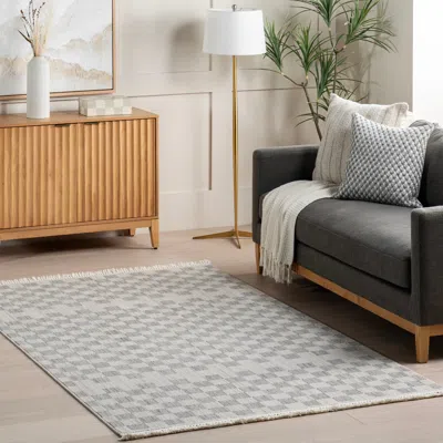 Nuloom Sunniva Casual Checkered Tasseled Area Rug In Gray