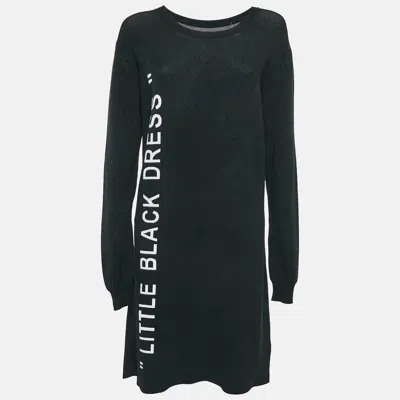 Pre-owned Off-white Black Stretch Knit Little Black Midi Dress L