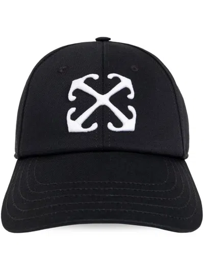 Off-white Arrow Logo Baseball Cap With Adjustable In Black-wh