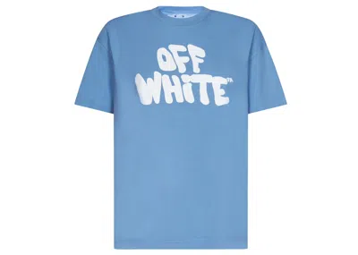 Pre-owned Off-white Off Off Women's 70s Type Logo Casual Short Sleeve Tshirtin Light Blue/white