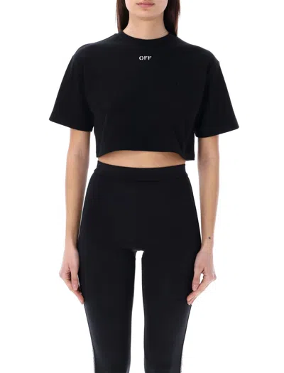 Off-white Off Stamp Rib Cropped Tee In Black
