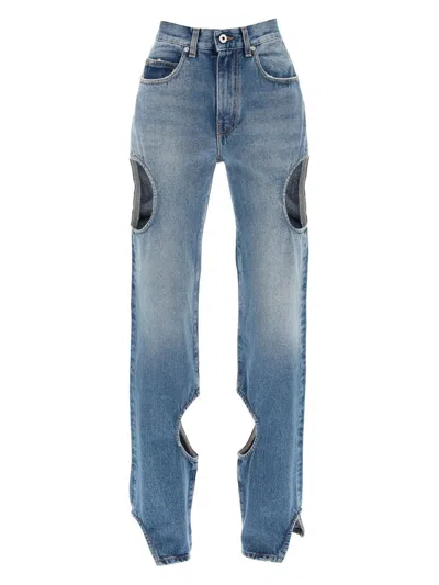Off-white Meteor Cut-out Straight-leg Jeans In Blue