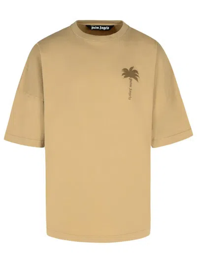PALM ANGELS PALM ANGELS BEIGE COTTON T-SHIRT