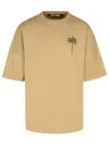 PALM ANGELS BEIGE COTTON T-SHIRT