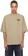 PALM ANGELS BEIGE PALMS OVER T-SHIRT