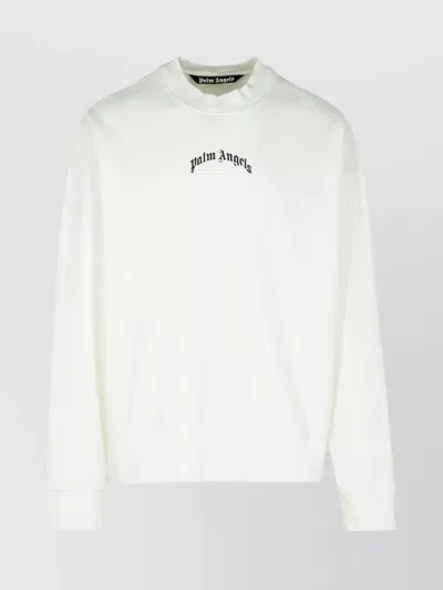 Palm Angels Cotton Crew Neck Sweatshirt In White