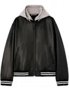 PALM ANGELS PALM ANGELS CURVED LOGO LEATHER BOMBER BLACK - OFF W