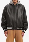 PALM ANGELS CURVED LOGO LEATHER BOMBER JACKET