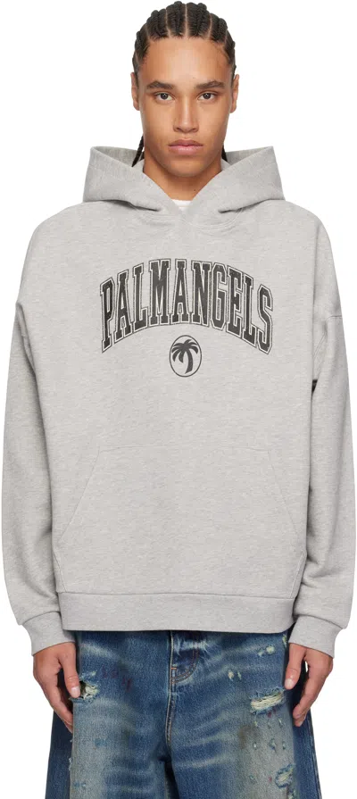 PALM ANGELS GRAY COLLEGE LOGO HOODIE